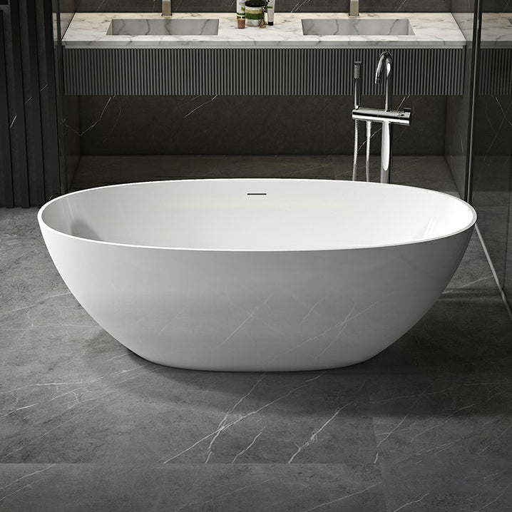 Modern Soaking Freestanding Bath Tub Stone Oval Bathtub with Overflow Trim