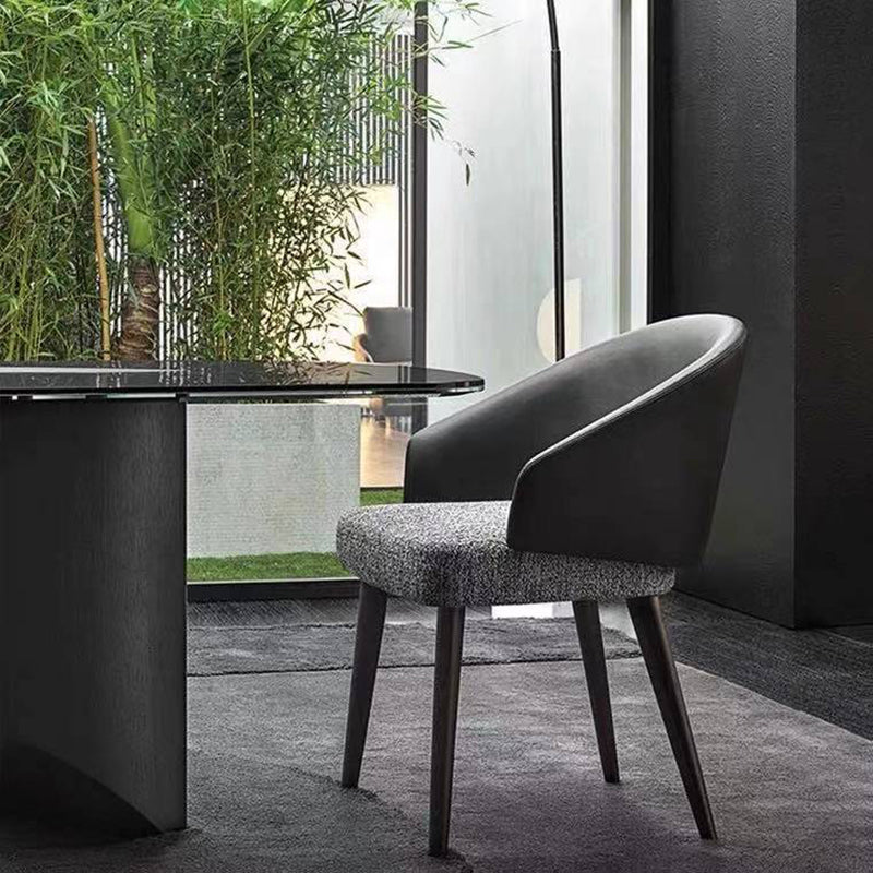 Contemporary Kitchen Parsons Chair Black Metal Legs Dining Chair