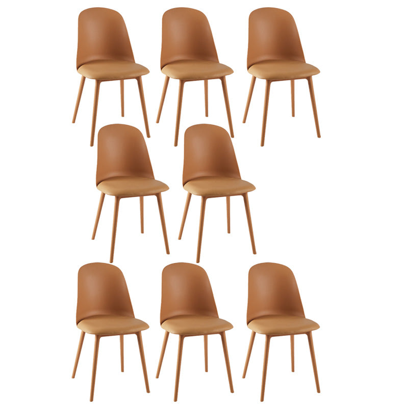 Kitchen Faux Leather Side Chair Modern Style Parsons Armless Chair Set