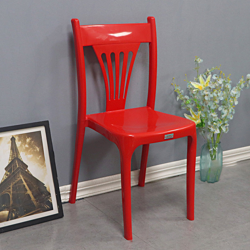 Slat Back Dining Side Chair Contemporary Plastic Dining Armless Chair