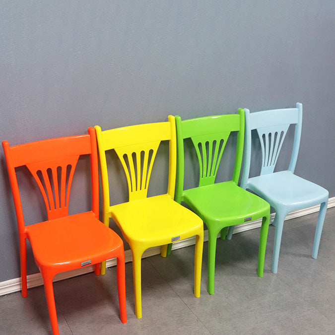 Slat Back Dining Side Chair Contemporary Plastic Dining Armless Chair