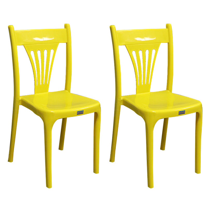 Slat Back Dining Side Chair Contemporary Plastic Dining Armless Chair