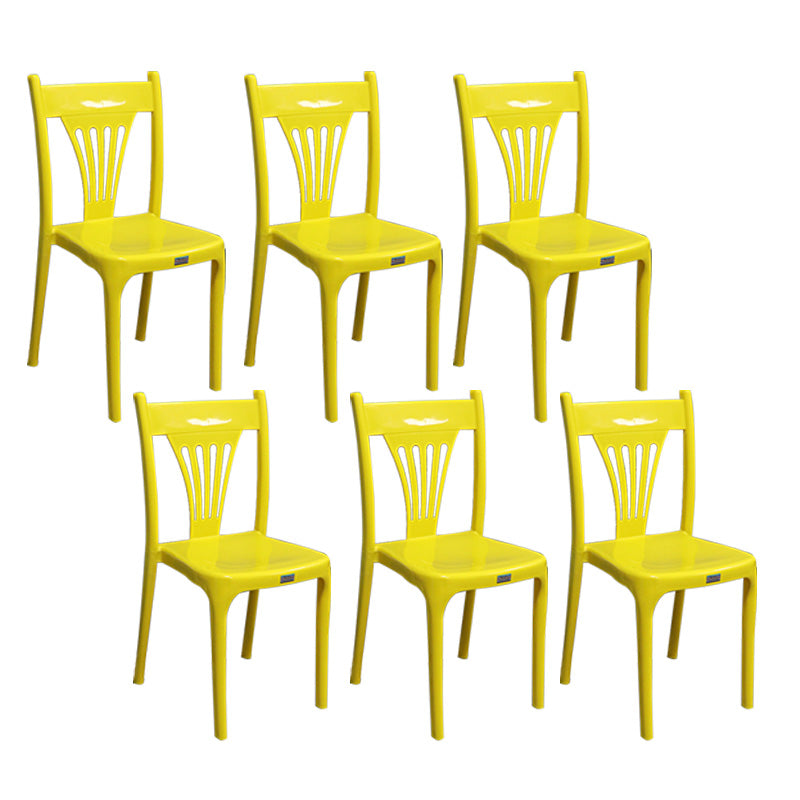 Slat Back Dining Side Chair Contemporary Plastic Dining Armless Chair