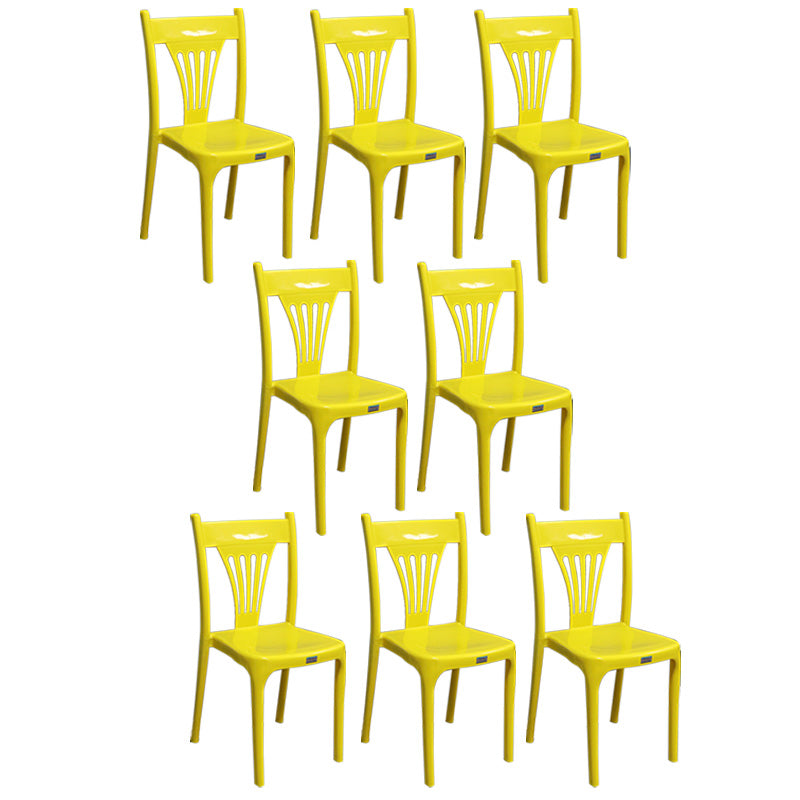 Slat Back Dining Side Chair Contemporary Plastic Dining Armless Chair