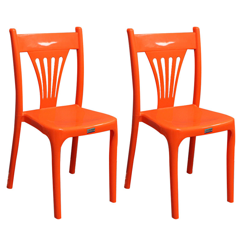 Slat Back Dining Side Chair Contemporary Plastic Dining Armless Chair