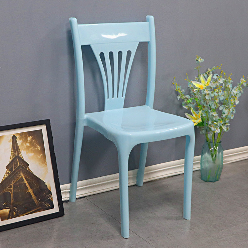 Slat Back Dining Side Chair Contemporary Plastic Dining Armless Chair