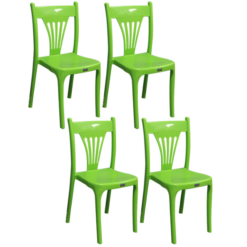 Slat Back Dining Side Chair Contemporary Plastic Dining Armless Chair