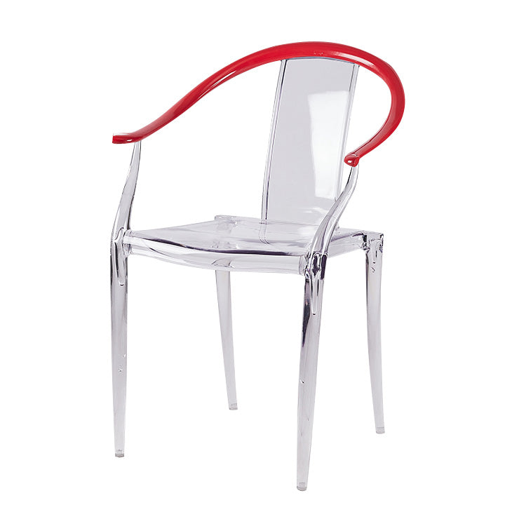 Slat Back Dining Side Chair Contemporary Plastic Dining Arm Chair