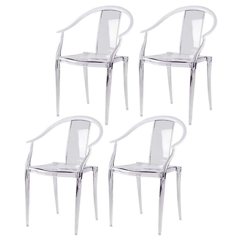 Slat Back Dining Side Chair Contemporary Plastic Dining Arm Chair