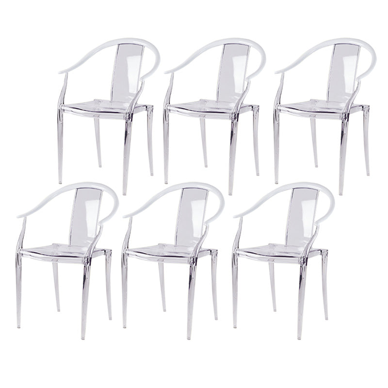 Slat Back Dining Side Chair Contemporary Plastic Dining Arm Chair