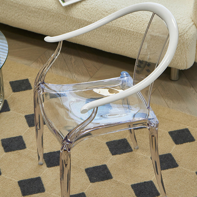 Slat Back Dining Side Chair Contemporary Plastic Dining Arm Chair