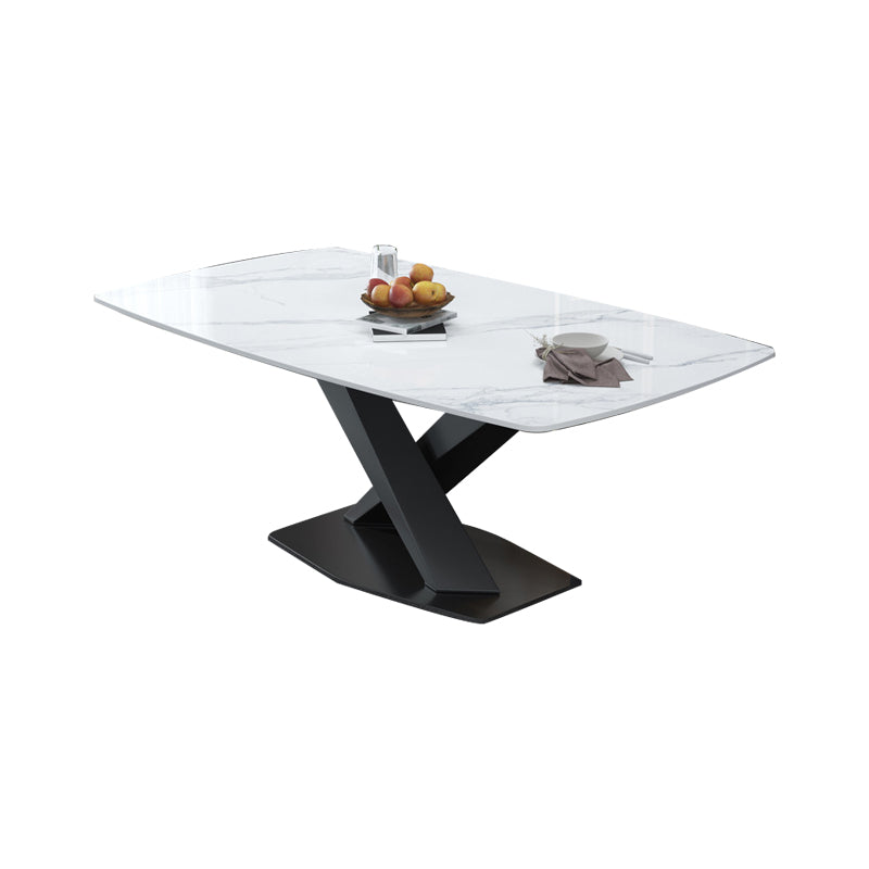 Glam Style Dinette Table Rectangle Stone Dining Room Table for Kitchen