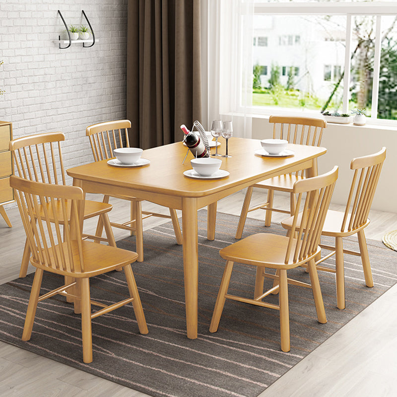 Rubberwood Solid Wood Dining Table Modern Dining Table for Kitchen