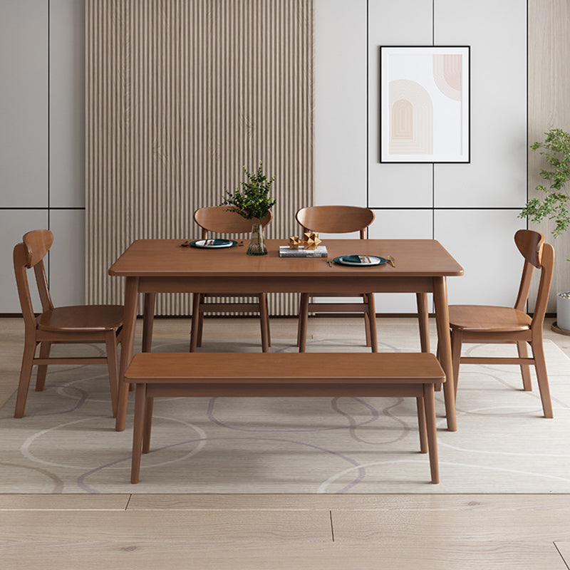 Rubberwood Solid Wood Dining Table Rectangle Dining Table for Kitchen