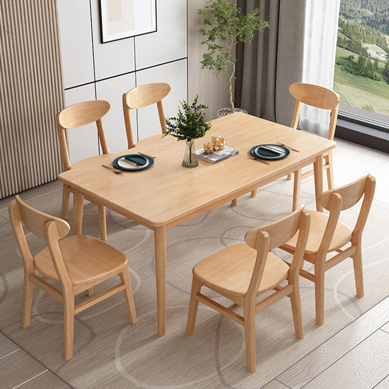 Rubberwood Solid Wood Dining Table Rectangle Dining Table for Kitchen
