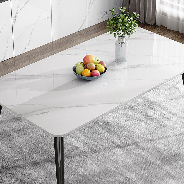Glam Style Furniture Rectangle Stone Dining Room Table for Kitchen