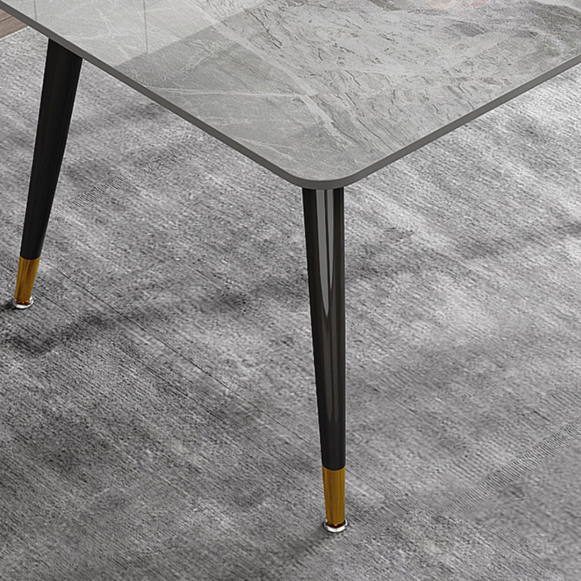 Glam Style Furniture Rectangle Stone Dining Room Table for Kitchen