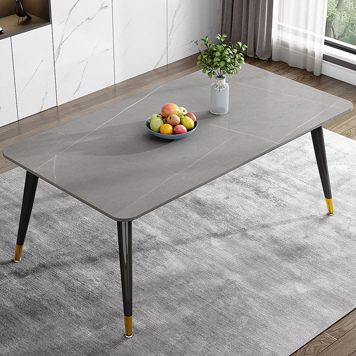 Glam Style Furniture Rectangle Stone Dining Room Table for Kitchen
