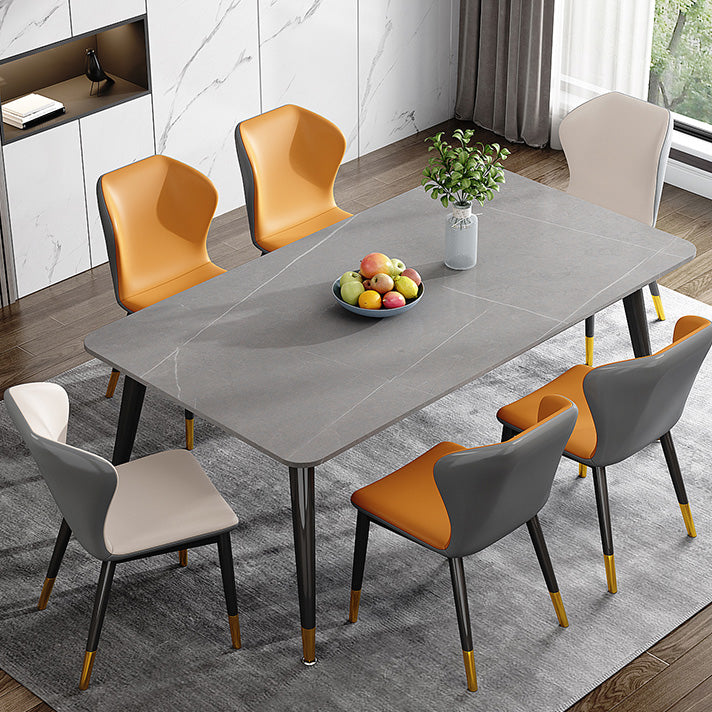 Glam Style Furniture Rectangle Stone Dining Room Table for Kitchen