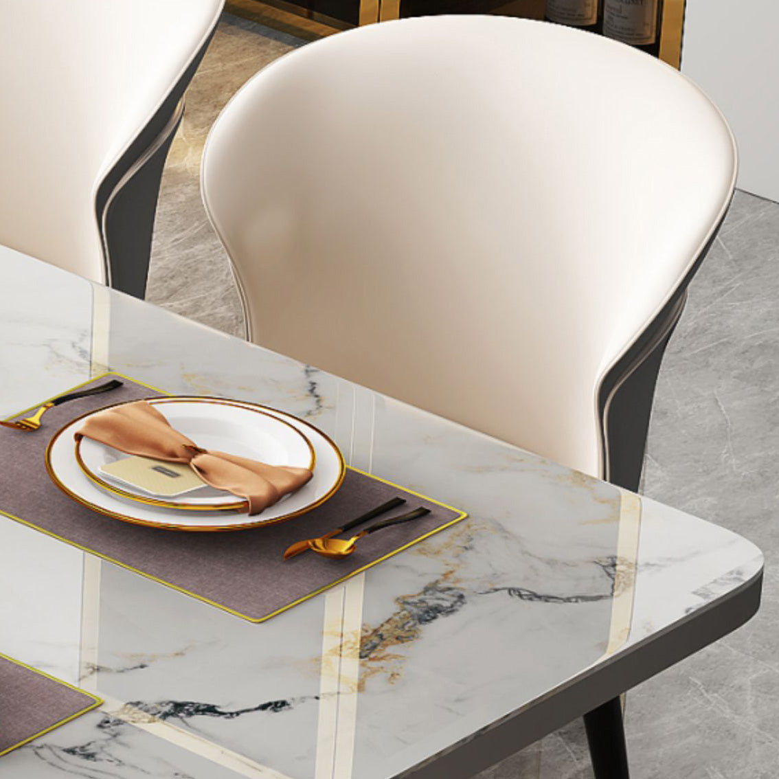 Glam Furniture Rectangle Stone Dining Room Table for Kitchen