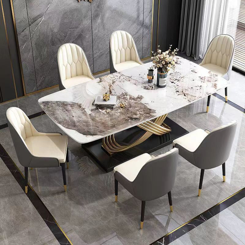 Glam Style Furniture Rectangle Stone Dining Room Table for Dining Room