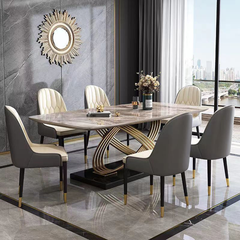 Glam Style Furniture Rectangle Stone Dining Room Table for Dining Room