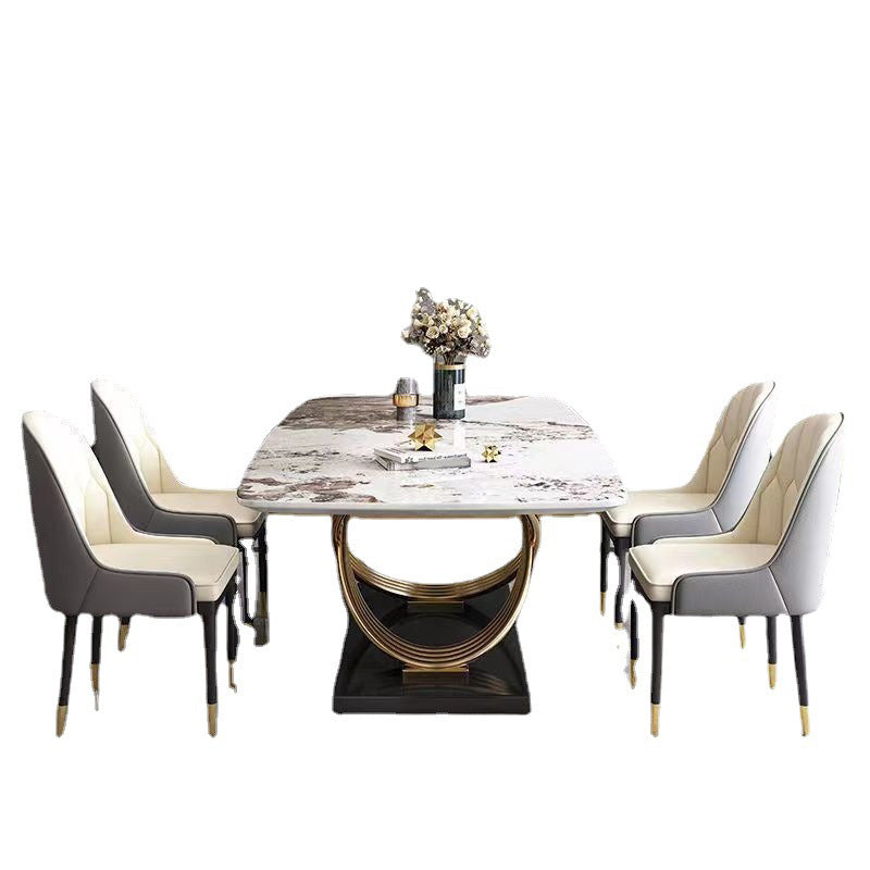 Glam Style Furniture Rectangle Stone Dining Room Table for Dining Room