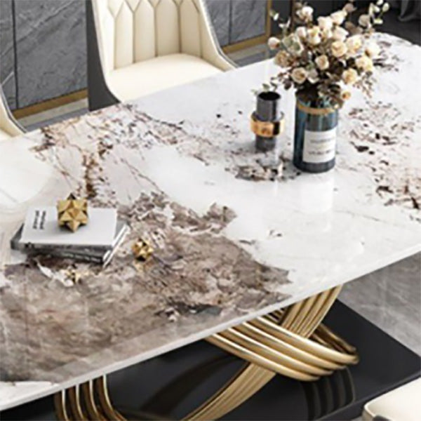 Glam Style Furniture Rectangle Stone Dining Room Table for Dining Room