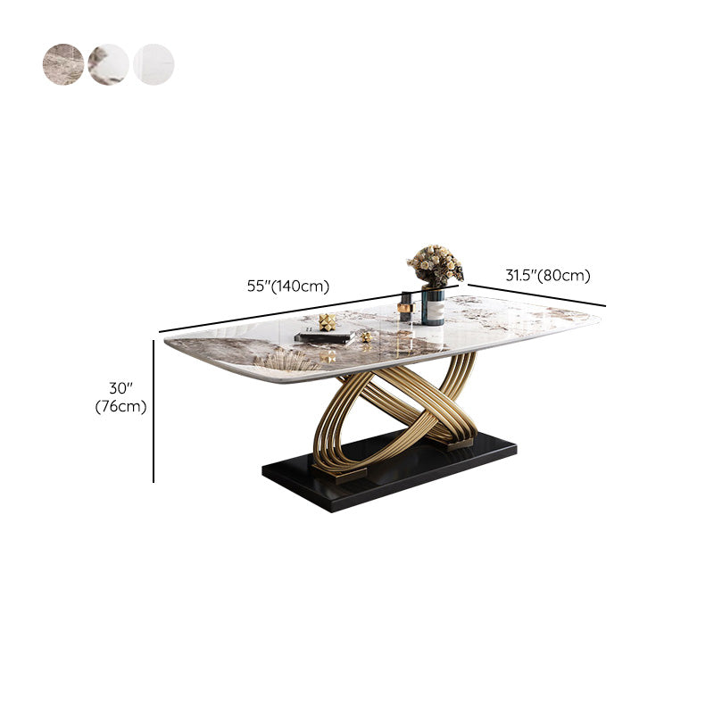 Glam Style Furniture Rectangle Stone Dining Room Table for Dining Room