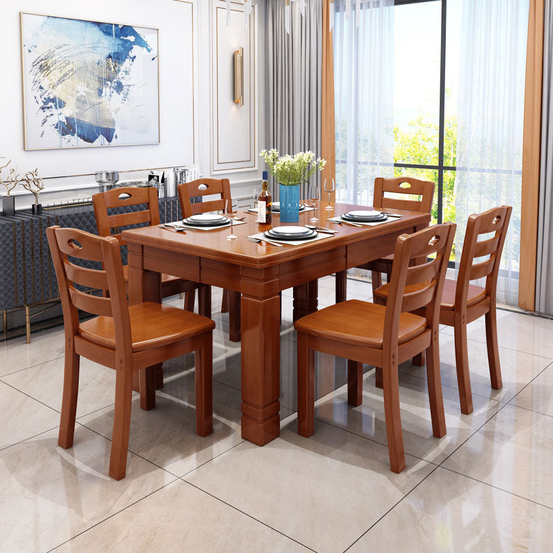 Solid Wood Dining Table 4 Legs Dining Room Table for Kitchen