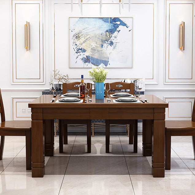 Solid Wood Dining Table 4 Legs Dining Room Table for Kitchen