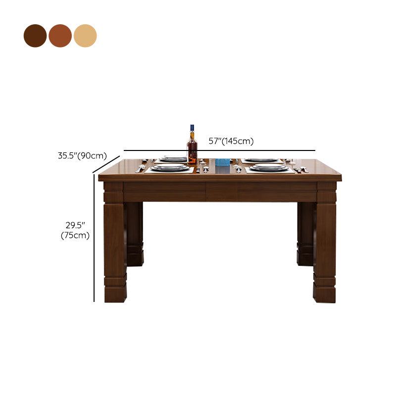 Solid Wood Dining Table 4 Legs Dining Room Table for Kitchen