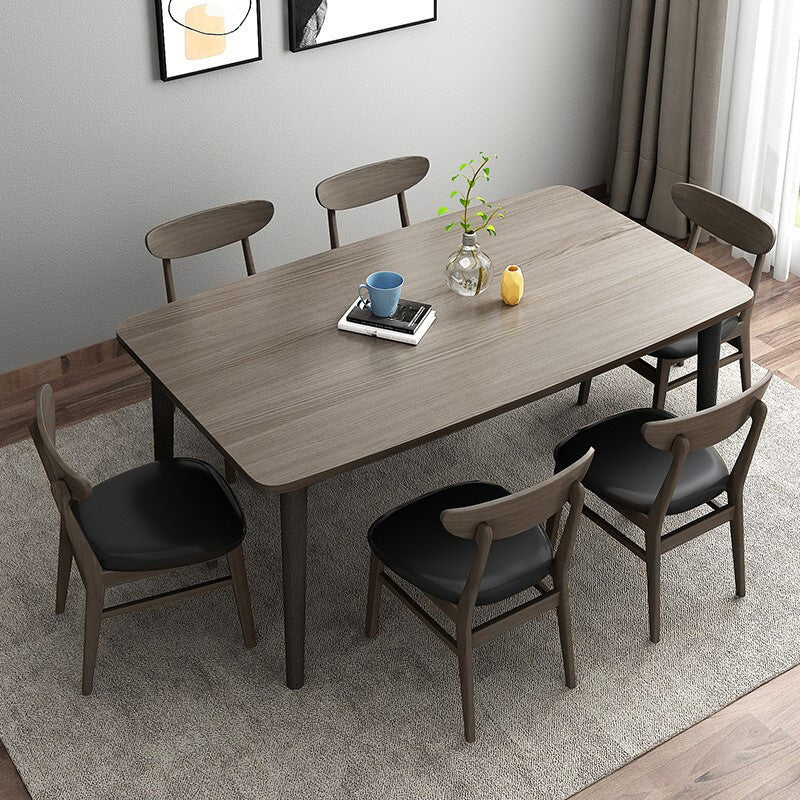 Simplicity Style Furniture Rectangle Solid Wood Dining Room Table in Brown