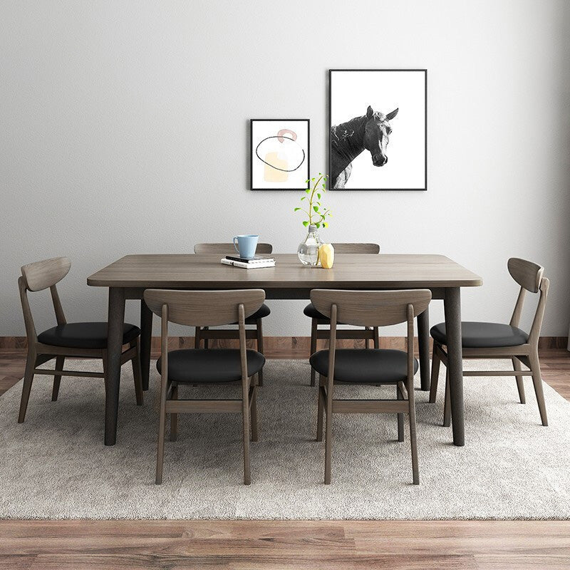 Simplicity Style Furniture Rectangle Solid Wood Dining Room Table in Brown