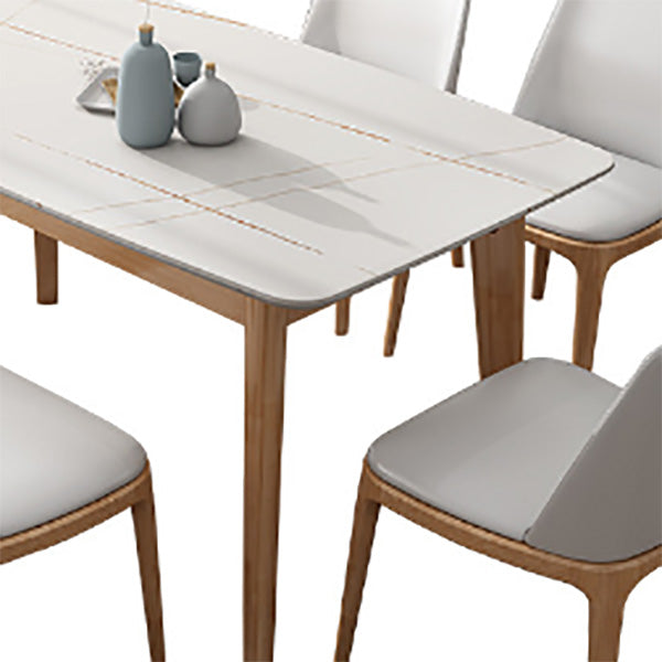 Simplicity Dining Room Table Rectangle Stone Furniture in White