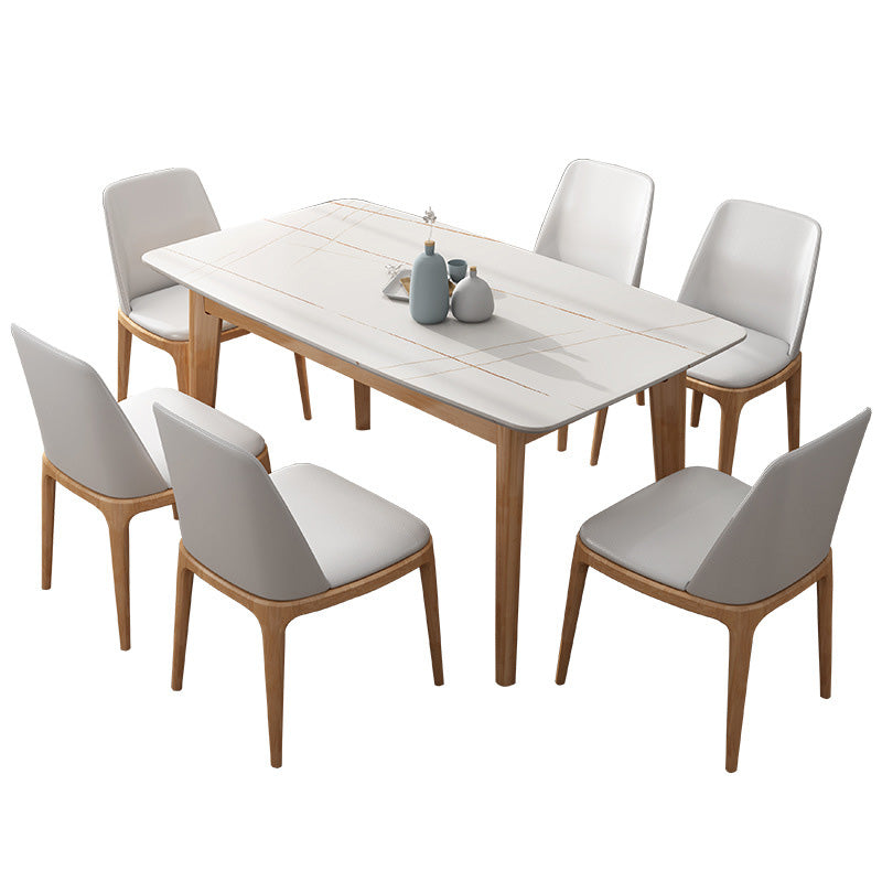 Simplicity Dining Room Table Rectangle Stone Furniture in White