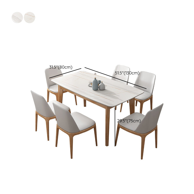 Simplicity Dining Room Table Rectangle Stone Furniture in White