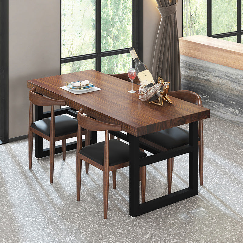 Industrial Dining Room Table Solid Wood Rectangle Dinette Table in Brown