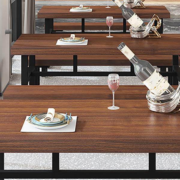 Industrial Dining Room Table Solid Wood Rectangle Dinette Table in Brown