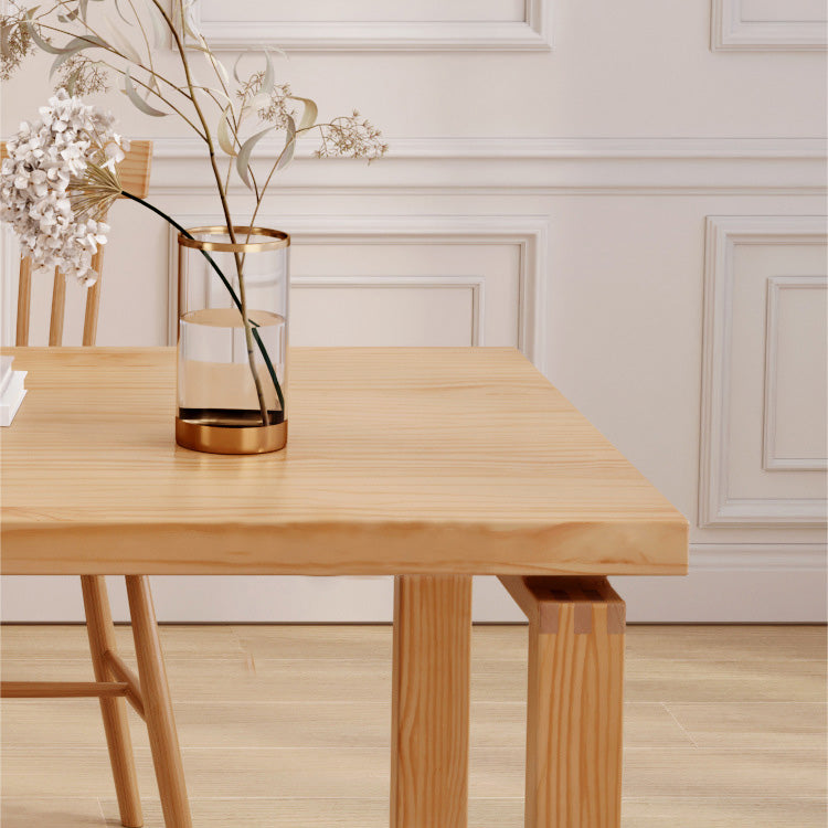 Industrial Dining Room Table Solid Wood Rectangle Dinette Table in Natural