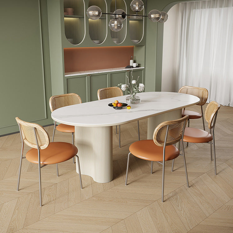 Simplicity Dinette Table Oval Stone Dining Room Table for Dining Room