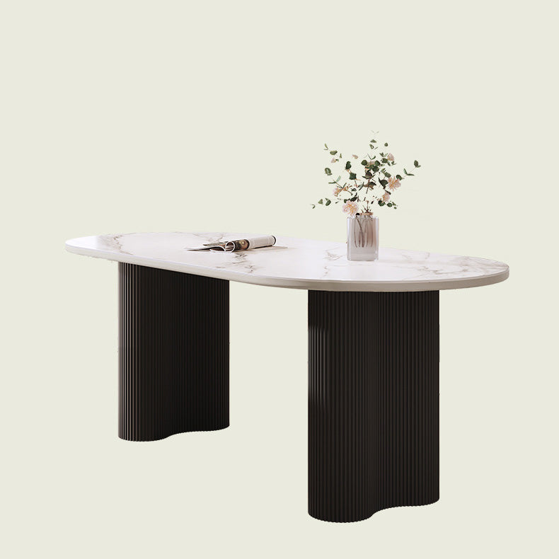 Simplicity Dinette Table Oval Stone Dining Room Table for Dining Room