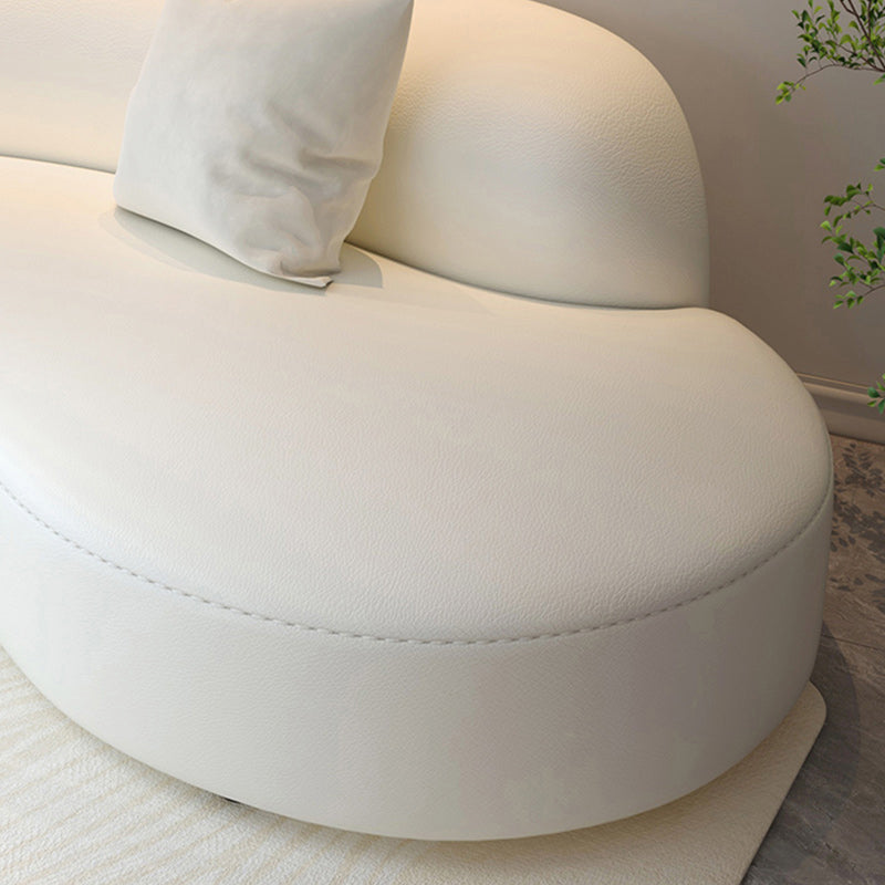 Sloped Arm Curved Sectional Modern Faux Leather White Sectional