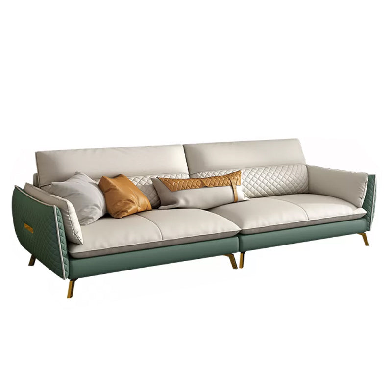 Genuine Leather Sectional Sofa 35.43" High Sofa with Cushion Back