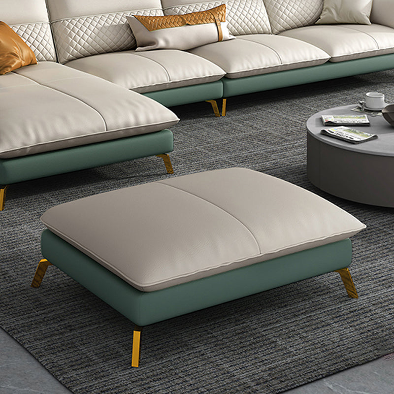 Genuine Leather Sectional Sofa 35.43" High Sofa with Cushion Back