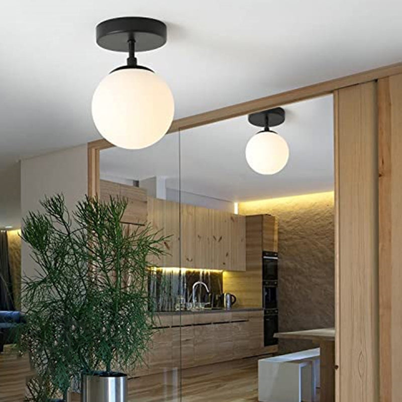 White Globe Shaded Ceiling Light Modernism Flush Mount Lighting for Foyer