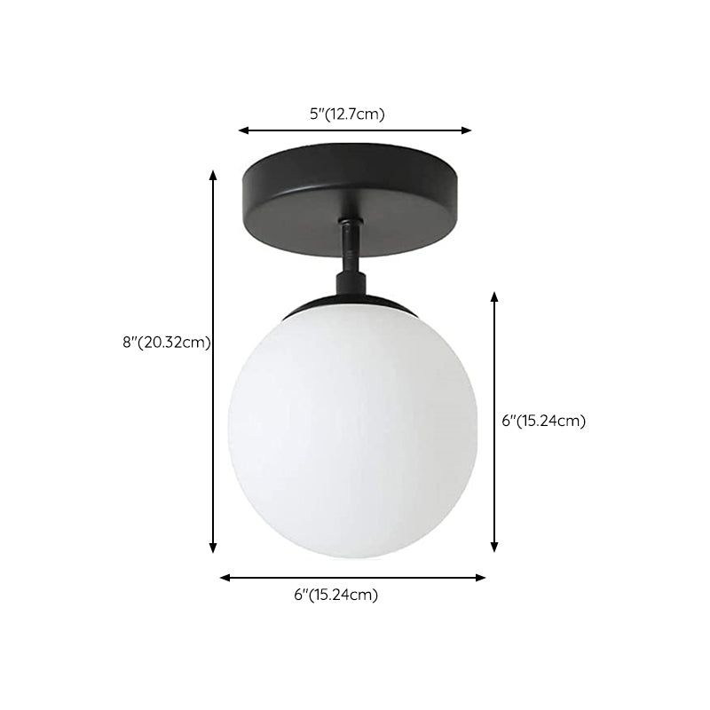 White Globe Shaded Ceiling Light Modernism Flush Mount Lighting for Foyer