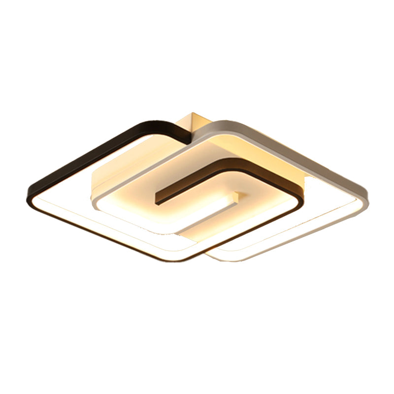 LED Modern Metal Flush Mount Linear Shape Ceiling Light with Acrylic Shade for Bedroom