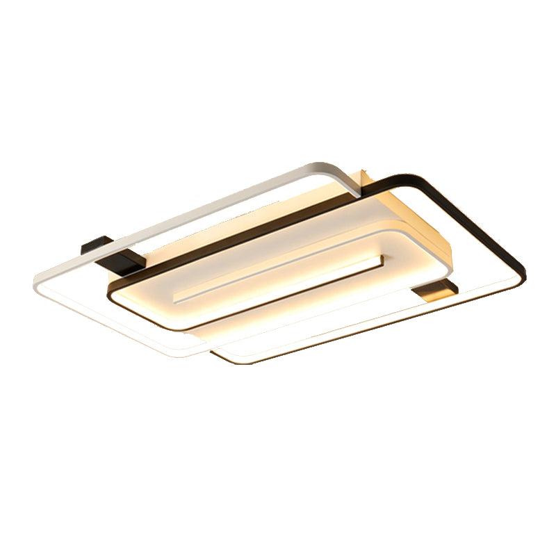 LED Modern Metal Flush Mount Linear Shape Ceiling Light with Acrylic Shade for Bedroom