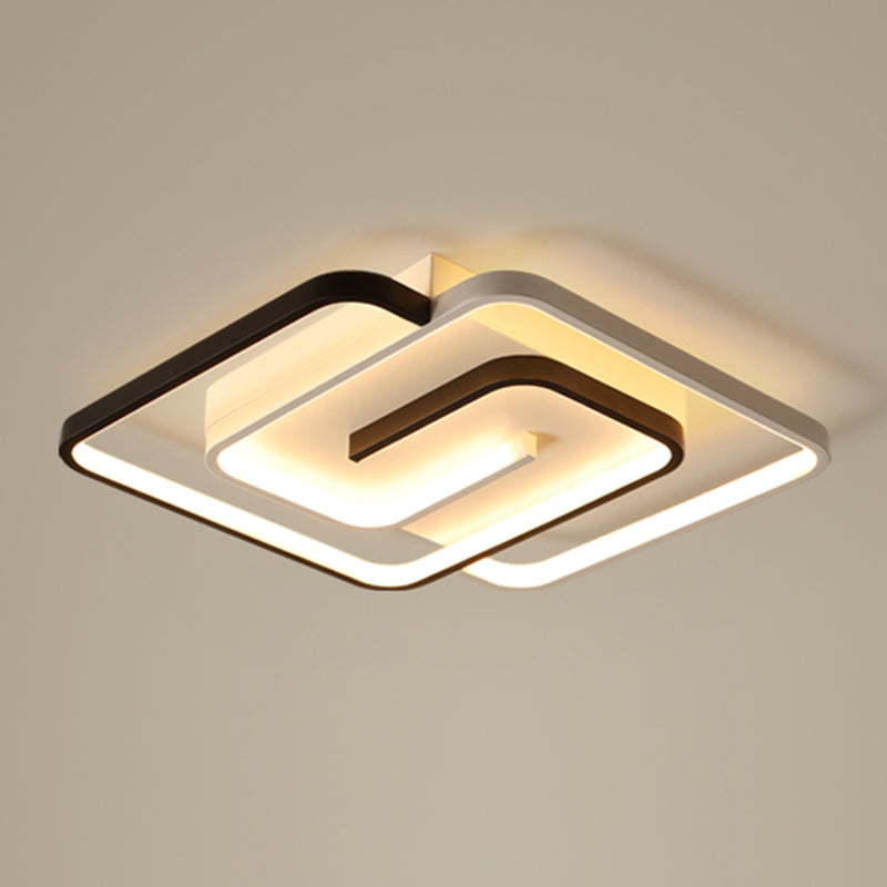LED Modern Metal Flush Mount Linear Shape Ceiling Light with Acrylic Shade for Bedroom